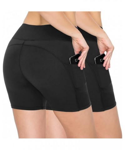 3 Pack Yoga Shorts – Super Soft Slip Shorts for Women Sbk5-1170 2p Black/Black $20.13 Activewear