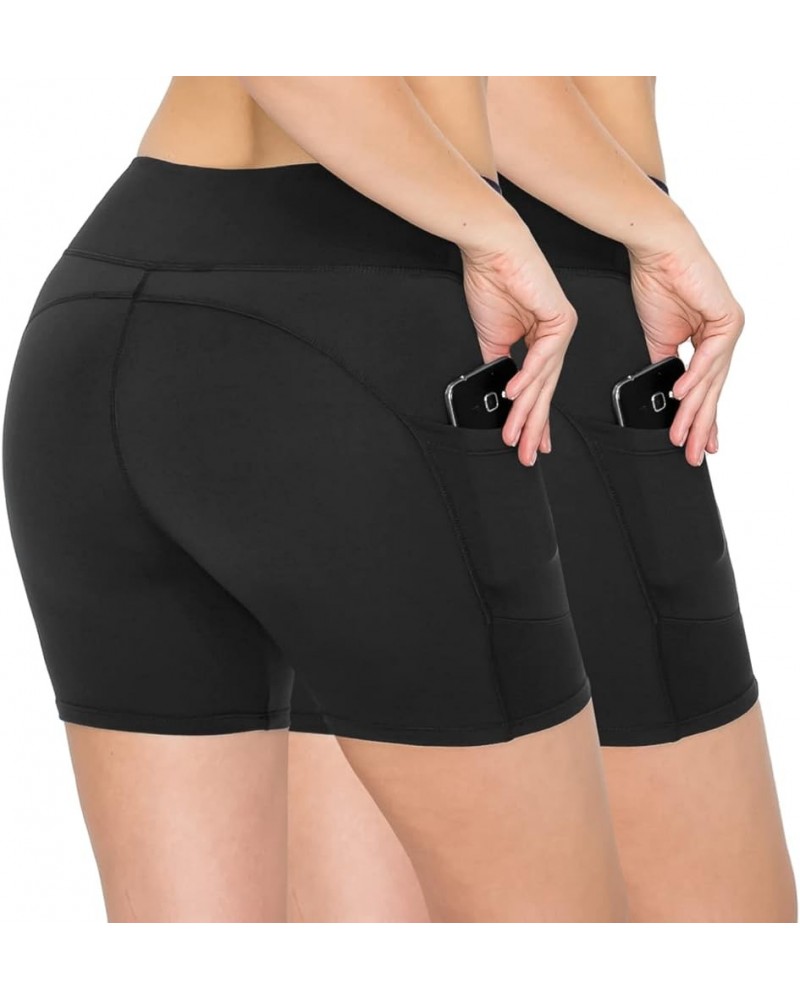 3 Pack Yoga Shorts – Super Soft Slip Shorts for Women Sbk5-1170 2p Black/Black $20.13 Activewear