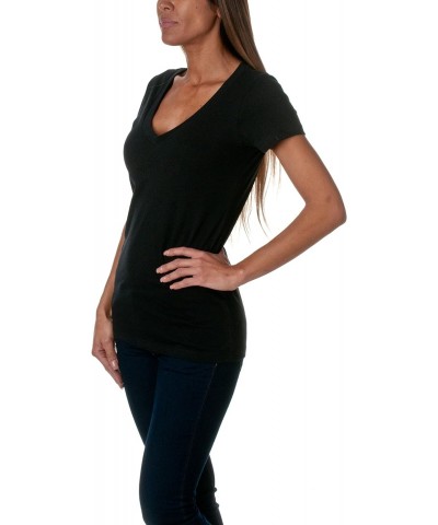 Ladies' CVC Deep V L BLACK $9.20 T-Shirts