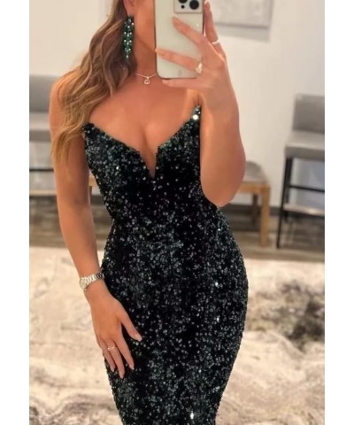 Sequin Mermaid Prom Dresses Sparkly Long V Neck Bodycon Backless Formal Evening Party Gown for Women Dusty Rose $27.30 Dresses