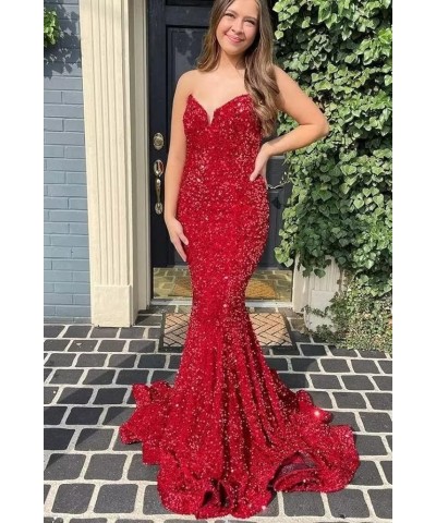 Sequin Mermaid Prom Dresses Sparkly Long V Neck Bodycon Backless Formal Evening Party Gown for Women Dusty Rose $27.30 Dresses