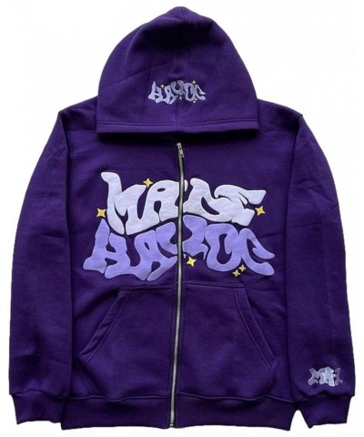 Women's Full Zip Up Hoodie Long Sleeve Hooded Sweatshirts Pockets Loose Jackets Letter Print Tops Hip Hop Streetwear Purple $...