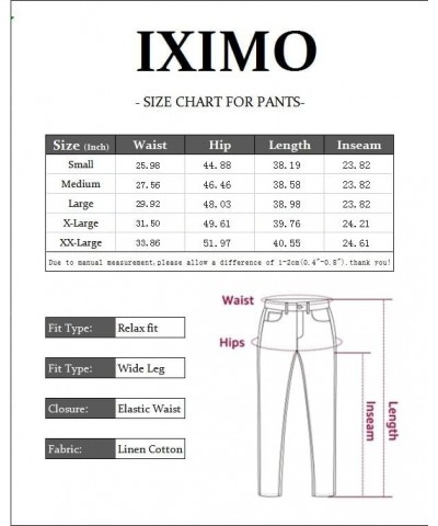 Women's Linen Pants Casual Wide Leg Relax Fit Ankle Length Lantern Trousers Burgundy $23.51 Pants