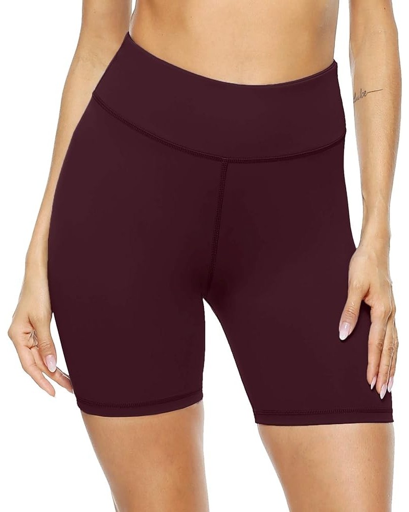 Women's High Waist Print Workout Yoga Shorts with 2 Hidden Pockets, Non See-Through Tummy Control Athletic Shorts Wine Red $1...