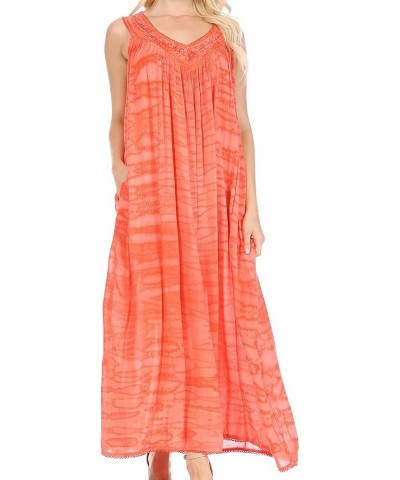 Adele Sequin Embroidered Scoop Neck Sleeveless Dress/Cover Up Pink $18.59 Swimsuits