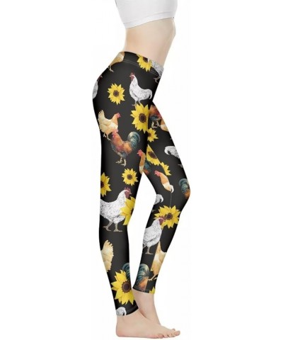 Women Leggings Stretchy Capris Leggings Soft Yoga Pants Printed Legging Pants Gift for Women Teens Girls Size XS-3XL Chicken ...