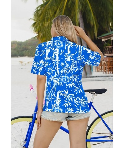 Button Down Shirt for Women Colorful Blouses Summer Short Sleeve Beach Party Vacation Hawaiian Shirt Tops for Women Leaves, B...