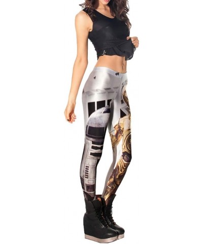 Women's Ankle Length Footless Elastic Leggings Yoga Pants 3-gloden Robot $8.77 Leggings