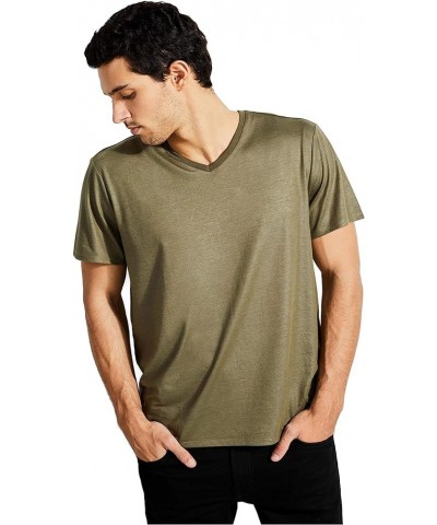 Men's Short Sleeve V-Neck Mason Yoke Tee Army Olive $19.80 T-Shirts