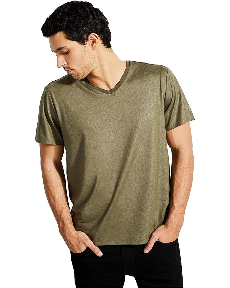 Men's Short Sleeve V-Neck Mason Yoke Tee Army Olive $19.80 T-Shirts