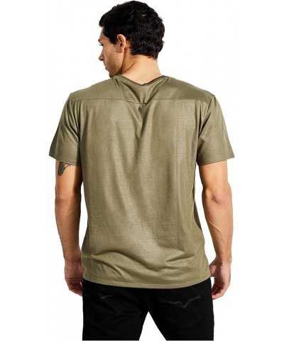 Men's Short Sleeve V-Neck Mason Yoke Tee Army Olive $19.80 T-Shirts