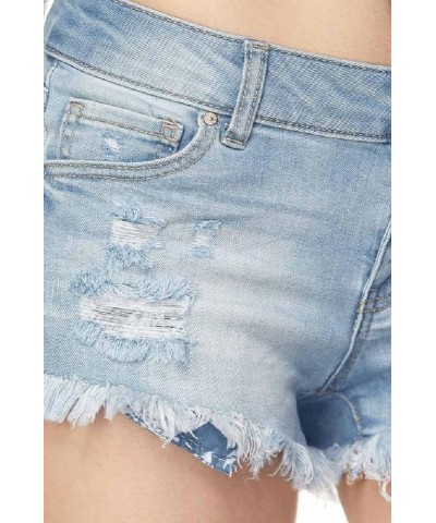 Distressed Denim Shorts with Raw Hem Light Denim $8.48 Shorts