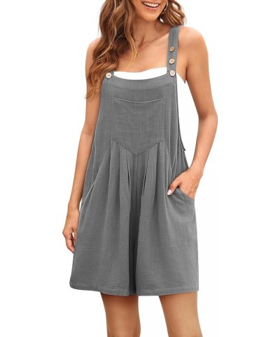 Jumpsuits for Women Casual Summer Shorts Overalls Button Up Comfy Rompers Sleeveless Jumpers with Pockets 2024 Lightgrey $13....