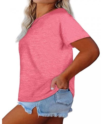 Women's Plus Size Raglan Crewneck Tee Shirt Color Block Short Sleeve Tunic T-Shirt Casual Loose Blouses Tops 1-pink $10.33 T-...