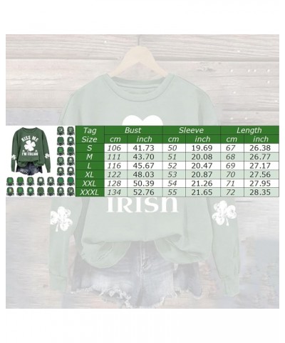 Fitness Sweater Women St Patrick Day Green Four Leaf Graphic Print Round Neck Long Sleeve Quilted Snap Pullover Grey $13.80 O...