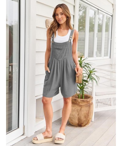 Jumpsuits for Women Casual Summer Shorts Overalls Button Up Comfy Rompers Sleeveless Jumpers with Pockets 2024 Lightgrey $13....