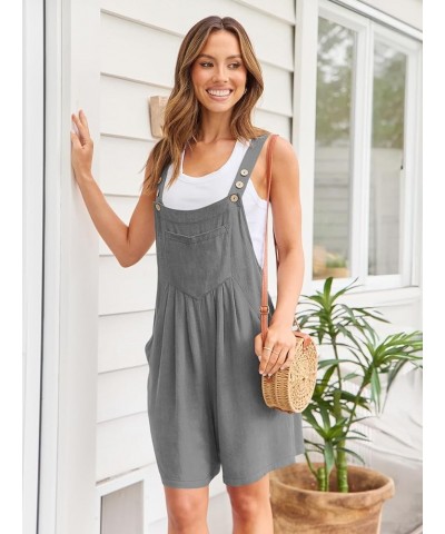 Jumpsuits for Women Casual Summer Shorts Overalls Button Up Comfy Rompers Sleeveless Jumpers with Pockets 2024 Lightgrey $13....