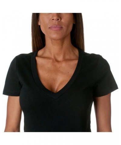 Ladies' CVC Deep V L BLACK $9.20 T-Shirts