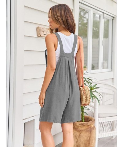 Jumpsuits for Women Casual Summer Shorts Overalls Button Up Comfy Rompers Sleeveless Jumpers with Pockets 2024 Lightgrey $13....