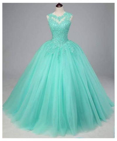 Women's Halter Ball Gowns Lace Appliques 3D Floral Quinceanera Dresses Long Prom Gowns for Sweet 16 Dresses Blue $41.80 Dresses