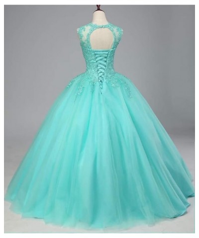 Women's Halter Ball Gowns Lace Appliques 3D Floral Quinceanera Dresses Long Prom Gowns for Sweet 16 Dresses Blue $41.80 Dresses