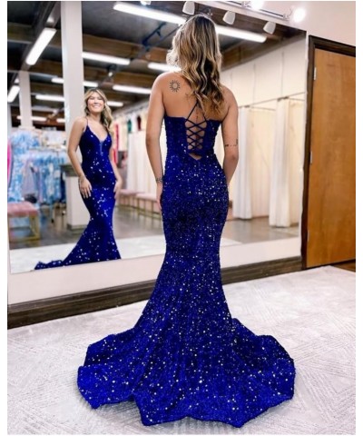 Sparkly Sequin Prom Dresses Long for Teens with Slit V Neck Mermaid Evening Party Gowns 2024 VS034 B Gold $25.42 Dresses