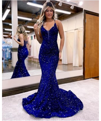 Sparkly Sequin Prom Dresses Long for Teens with Slit V Neck Mermaid Evening Party Gowns 2024 VS034 B Gold $25.42 Dresses