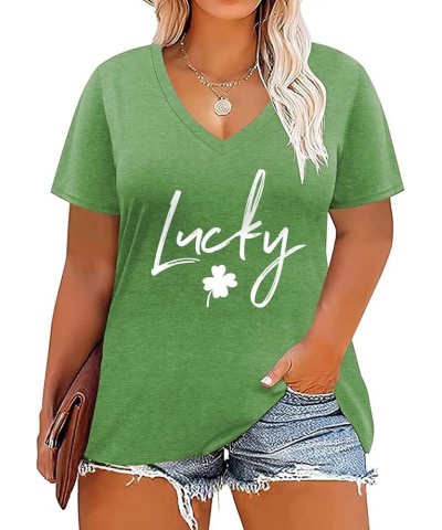 Plus-Size-St-Patricks-Day Shirt for Women Short Sleeve V Neck Tops Casual Summer Tunics Tee XL-4XL 31_spm $13.64 T-Shirts