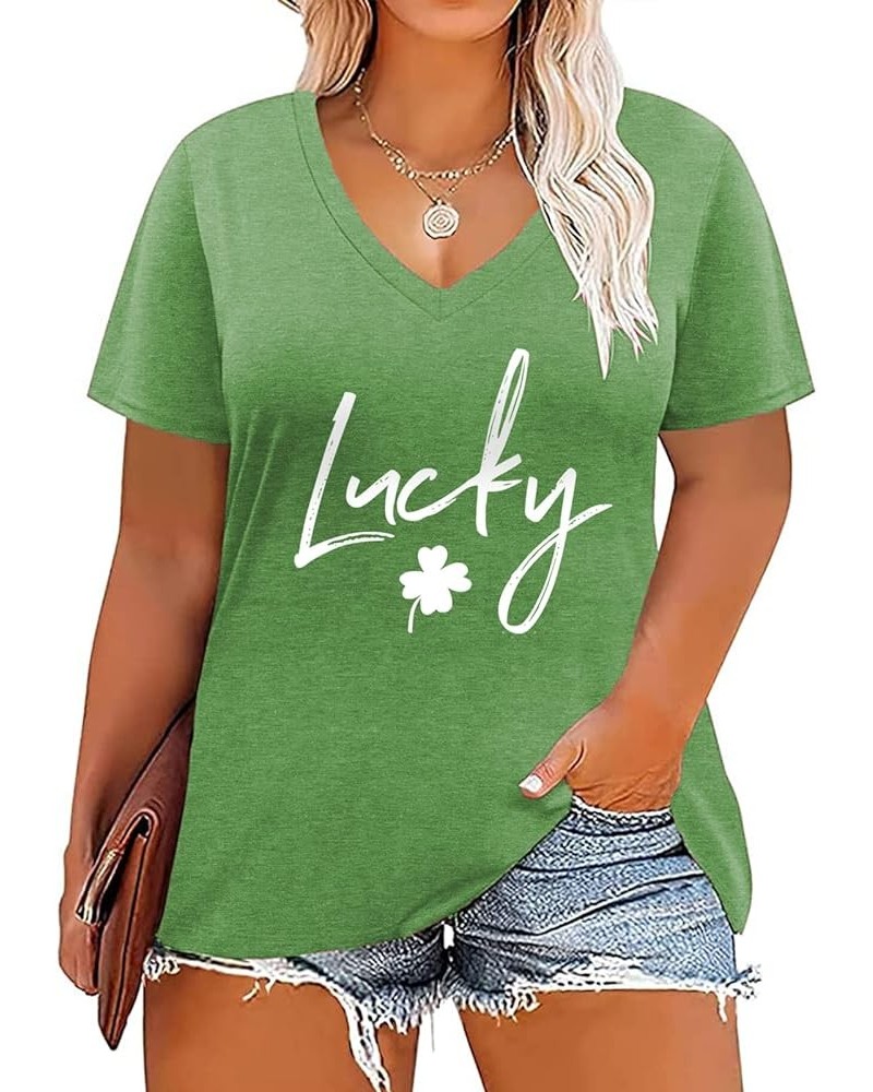 Plus-Size-St-Patricks-Day Shirt for Women Short Sleeve V Neck Tops Casual Summer Tunics Tee XL-4XL 31_spm $13.64 T-Shirts