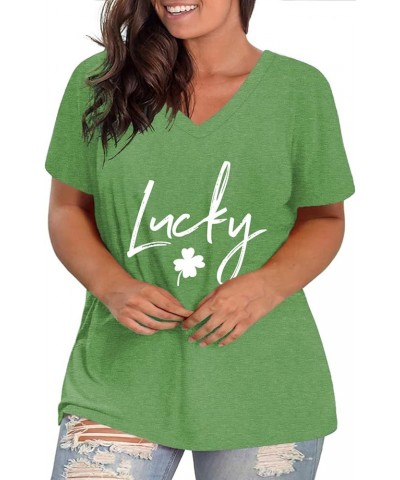 Plus-Size-St-Patricks-Day Shirt for Women Short Sleeve V Neck Tops Casual Summer Tunics Tee XL-4XL 31_spm $13.64 T-Shirts