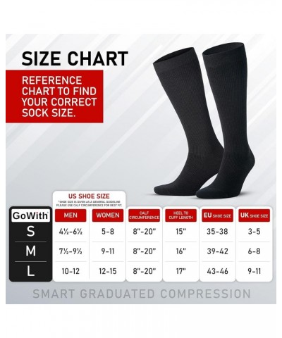 Unisex Black Merino Wool Graduated Compression Socks, 15-20 mmHg Thermal Travel Knee High Socks for Men & Women Black - 2 Pai...