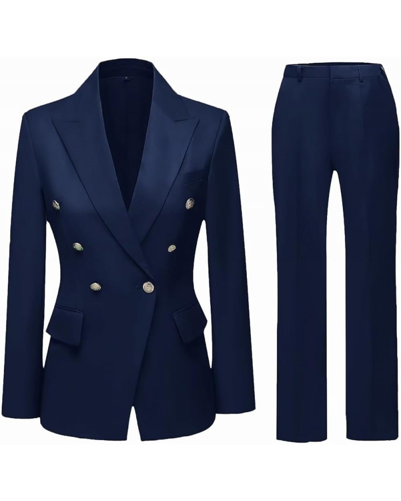 Double-Breasted Womens Pant Suit Womens Suits 2 Piece Set Womens Suits for Work Professional Navy $43.73 Suits