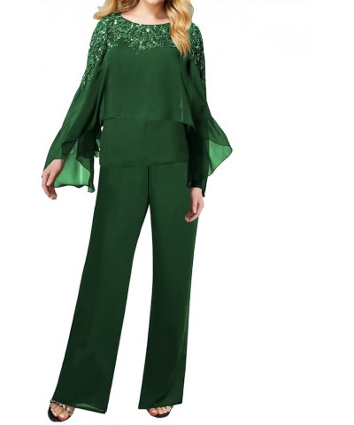 Mother of The Bride Pantsuits for Wedding - Long Chiffon Pantsuits Outfit Green $47.94 Others