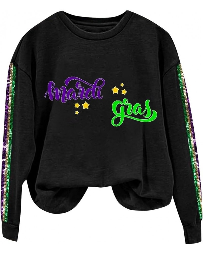 YUAEEEN Mardi Gras Outfit for Women Oversized Tee Fancy Blouses Carnival Holiday Outfit Short Sleeve & Crew Neck Tops 87 Blac...