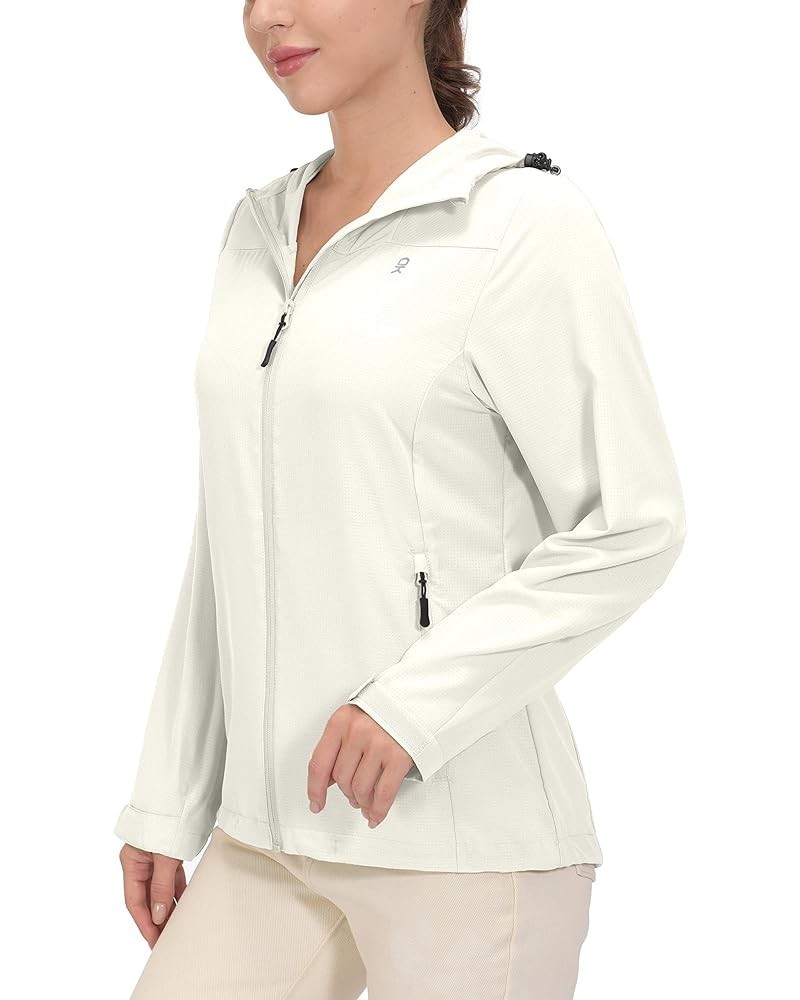 Women's Sun Protection Hoodie Jackets Long Sleeve UPF50+ Shirts Hiking Travel Camp Air Holes Full Zip Marshmallow Medium $23....