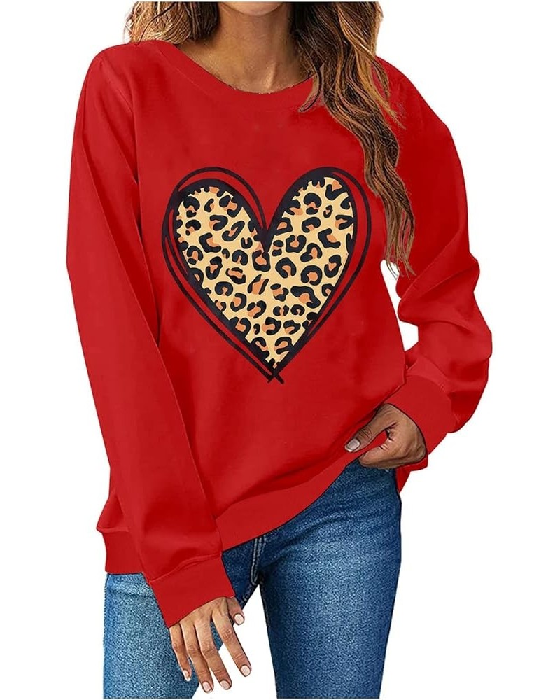 Valentines Day Shirts For Women Fashion Love Heart Graphic Pullover Loose Long Sleeve Casual Sweatshirts G12 Red $7.63 Hoodie...