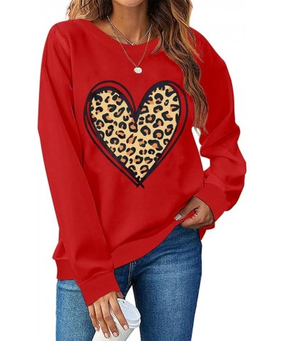 Valentines Day Shirts For Women Fashion Love Heart Graphic Pullover Loose Long Sleeve Casual Sweatshirts G12 Red $7.63 Hoodie...