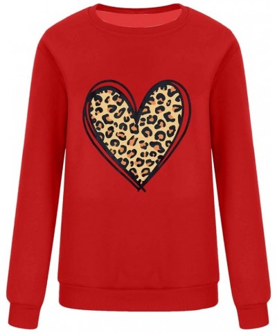 Valentines Day Shirts For Women Fashion Love Heart Graphic Pullover Loose Long Sleeve Casual Sweatshirts G12 Red $7.63 Hoodie...