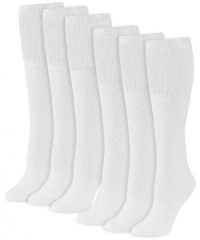 Women's Solid Tube Socks Over the Calf High 21" (6-Pair) Size 9-11 White $13.12 Activewear