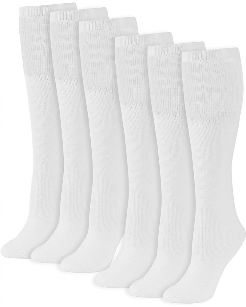 Women's Solid Tube Socks Over the Calf High 21" (6-Pair) Size 9-11 White $13.12 Activewear