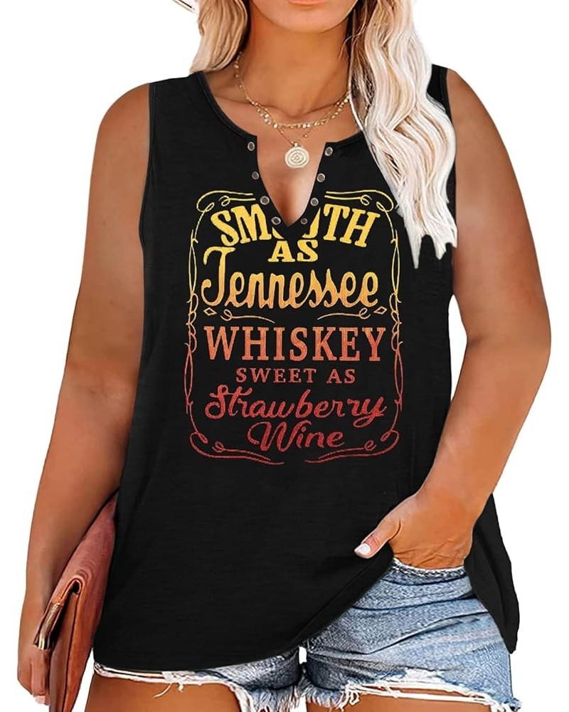 Plus Size Smooth As Tennessee Whiskey Shirt Women Ring Hole Sleeveless Sexy V-Neck Country Music Tank Top Tshirt A Black3 $7....