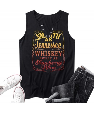 Plus Size Smooth As Tennessee Whiskey Shirt Women Ring Hole Sleeveless Sexy V-Neck Country Music Tank Top Tshirt A Black3 $7....