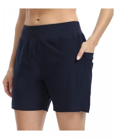 Women's Swim Boardshorts Tankini Boyshorts Beach Bottom Swimsuit Built in Briefs Woven-navy $13.50 Swimsuits