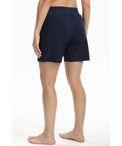 Women's Swim Boardshorts Tankini Boyshorts Beach Bottom Swimsuit Built in Briefs Woven-navy $13.50 Swimsuits