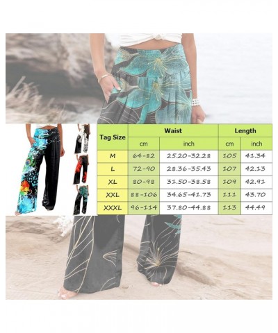 Wide Leg Pants for Women High Waist Linen Elastic Dressy Casual Palazzo Lounge Pant Trousers with Pocket 09-navy $4.39 Leggings