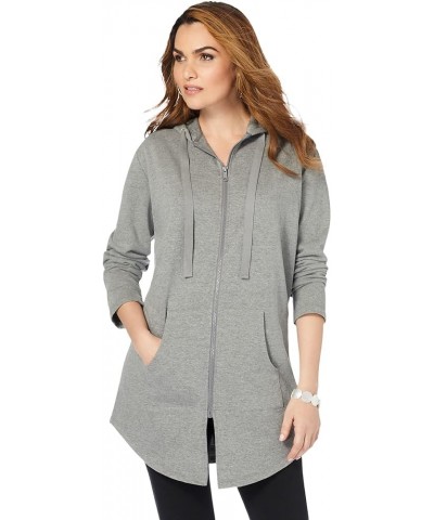 Women's Plus Size Fleece Zip Hoodie Jacket Medium Heather Grey $27.03 Jackets