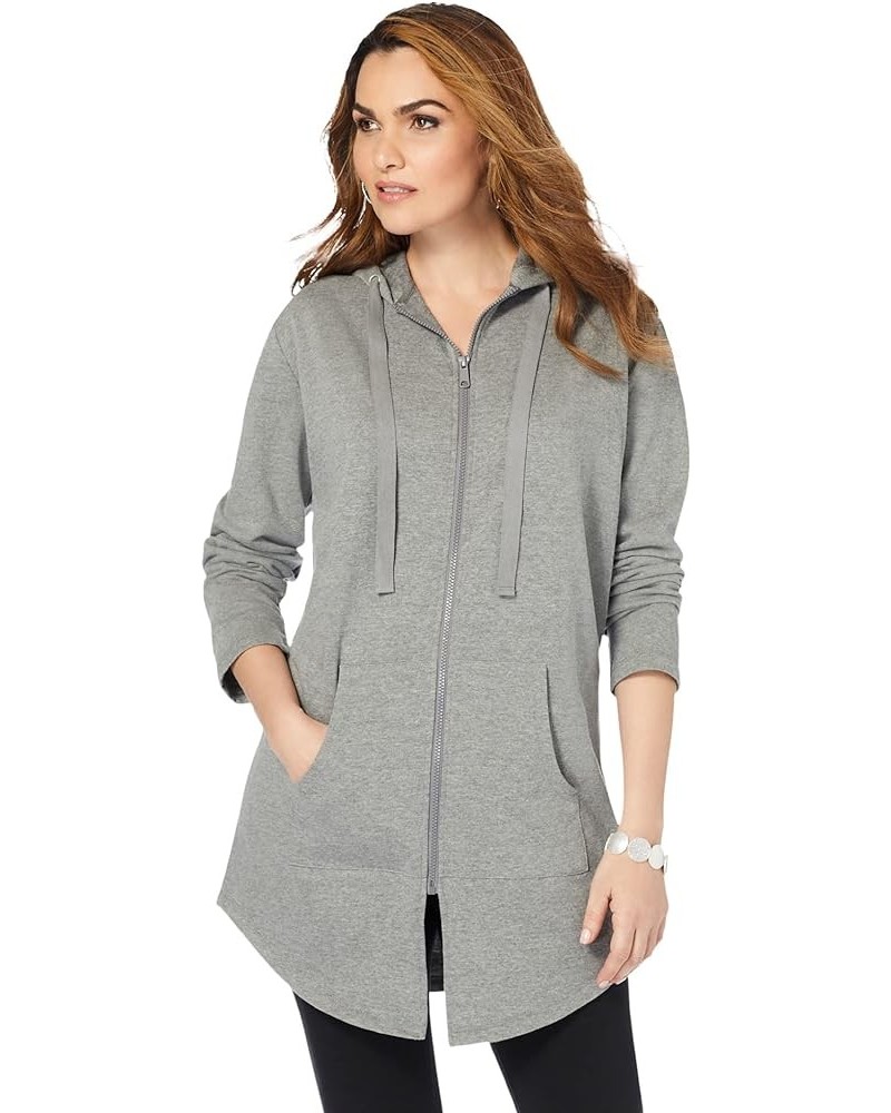 Women's Plus Size Fleece Zip Hoodie Jacket Medium Heather Grey $27.03 Jackets