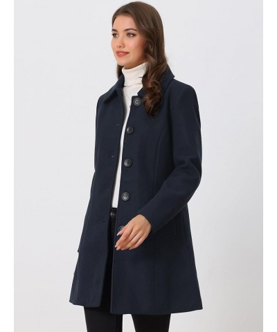 Women's Winter Single Breasted Long Warm Coat Dark Blue $31.91 Coats