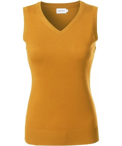 Women's Solid Office Look Soft Stretch Sleeveless Viscose Knit Vest Top Awov0110 Mustard $9.62 Vests