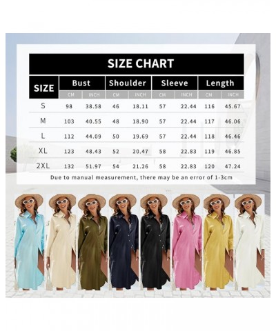 Womens Cotton Linen Shirt Dress Button Down Summer Maxi Shirtdress Midi Dress Beige $12.15 Dresses